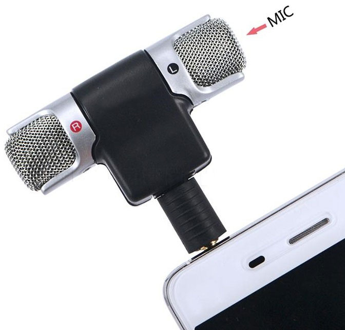 Microfono stereo snodabile 90° jack 3.5mm 4 poli per smartphone e tablet MIC072 