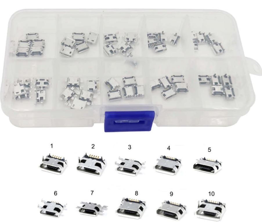 Kit 50pz microUSB  per MP3/4/5 Lenovo ZTE Huawei Samsung SONY Xiaomi HTC WB404 