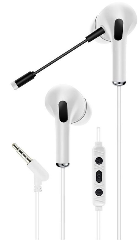 Cuffie auricolari da gioco con microfono AKZ-D10 bianche WB1218 