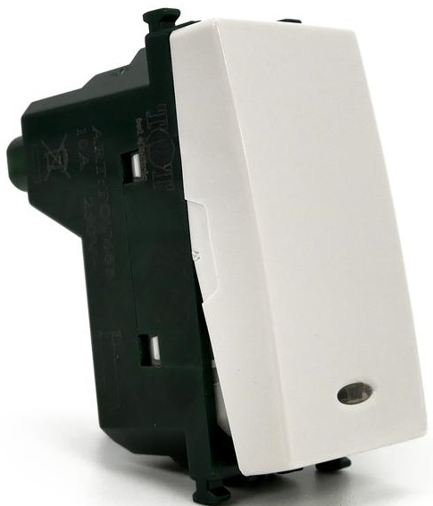 Pulsante unipolare bianco con spia luminosa 250V 10A compatibile Vimar Plana EL1318 