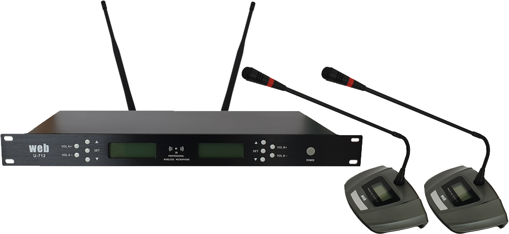 Microfono UHF wireless da tavolo U-712H kit da 2 MIC024 