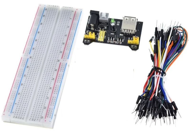 Kit breadboard MB102 830 punti con cavi jumper e modulo di alimentazione WB1668 