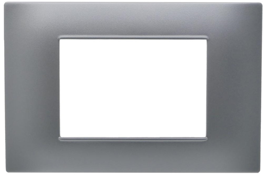 Placca 3 posti argento Soft Touch compatibile Vimar Plana EL2455 