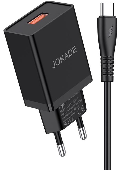 Caricabatterie USB type C ricarica rapida 5V/5A nero JB022 F2160 Jokade
