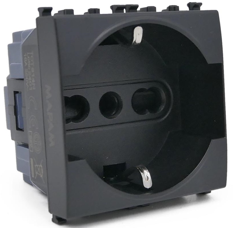 Presa schuko nera 16A 250V compatibile Vimar Arké EL256 