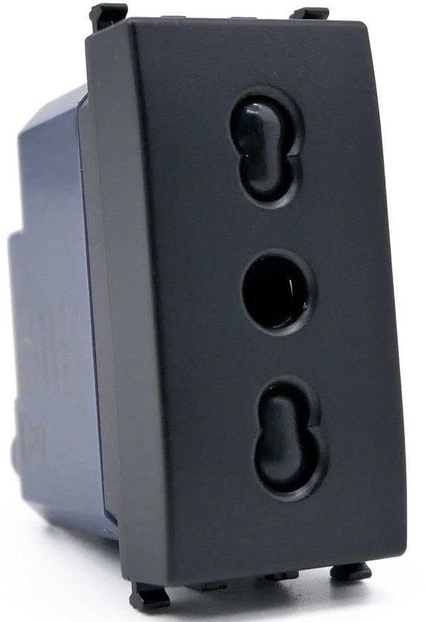 Presa bivalente 16A 250V nera compatibile Vimar Arké EL270 