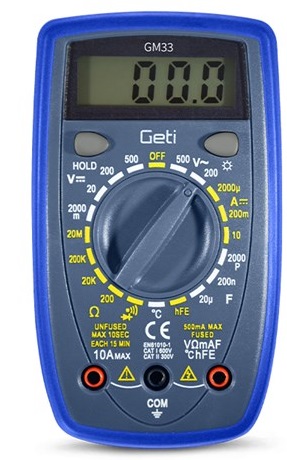 Multimetro digitale con puntali GM33B Geti U1095 Geti