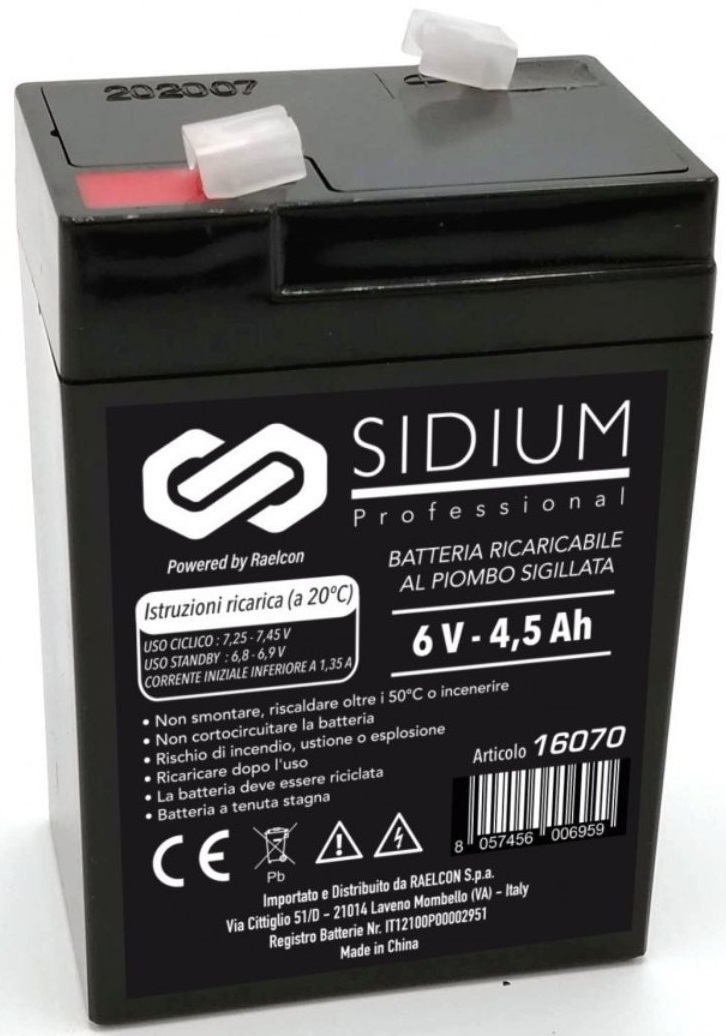 Batteria Ricaricabile al Piombo 6V 4.5AH - Sidium WB1528 
