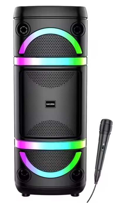 Cassa acustica ricaricabile 2x8" 40W luci LED Bluetooth/FM/USB con microfono KK-8207 Kakusiga