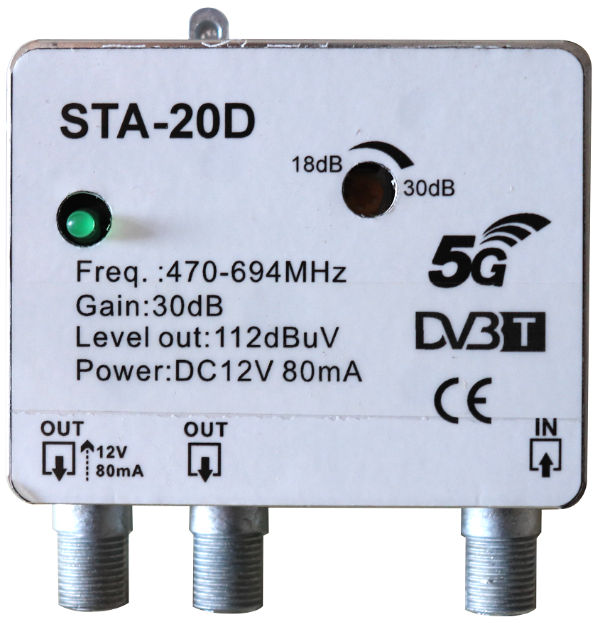 Amplificatore da palo 1 ingresso UHF - 2 uscite STA-20D MT552 WEB