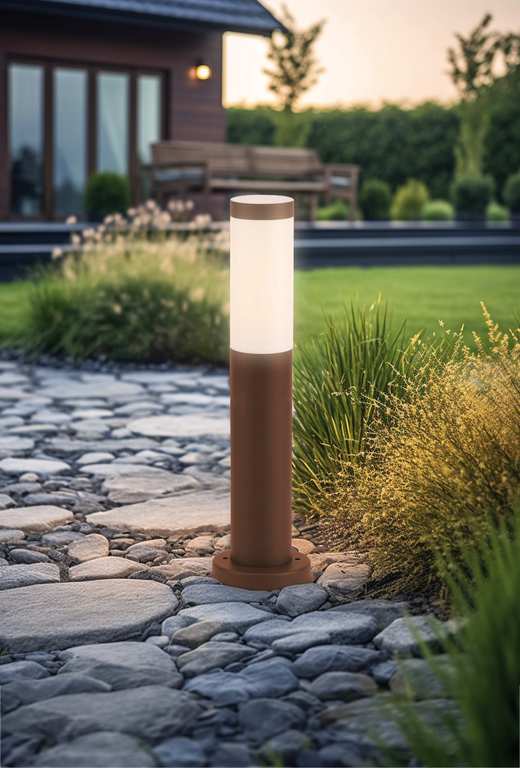 Century PALETTO DA GIARDINO A LED BAMBOO mm. 450 H - E27 - IP54  Col. Corten FV57054 Century
