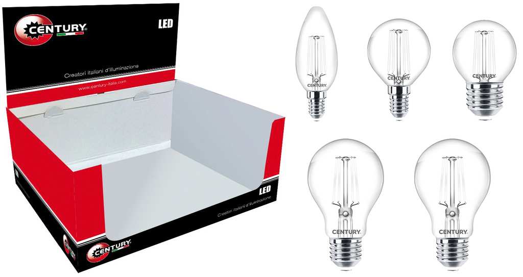 Century ESPOSITORE LAMPADE A FILAMENTO LED MAGIC BOX 4.000K Luce Naturale 32 pz. FV57384 Century