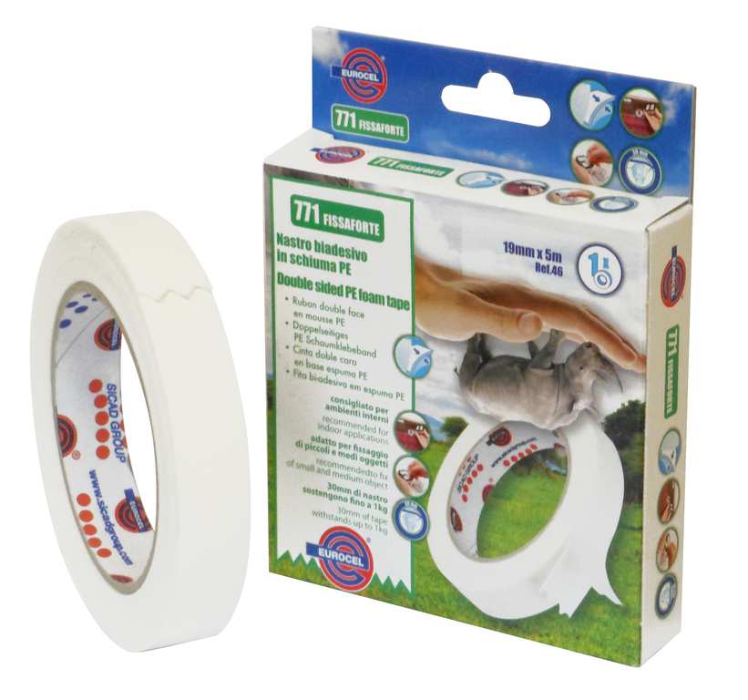 Nastro biadesivo fissaforte 5m 19mm bianco Eurocel FV29496 Eurocel