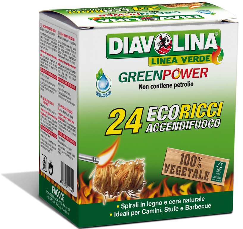 Diavolina ACCENDIFUOCO GREEN POWER ECO-RICCI 24 accensioni FV49476 Diavolina