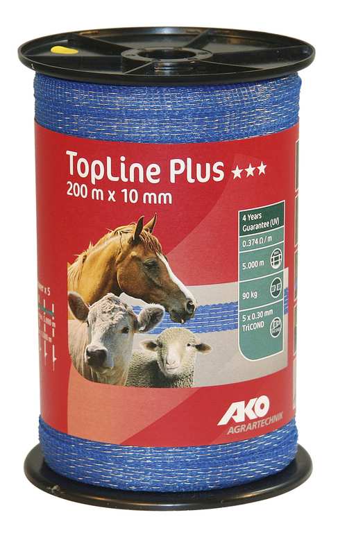 FETTUCCIA ELETTRIFICATA PER RECINTO TOPLINEPLUS BLU mt. 200 h. cm.1 fili 5 FV48055 