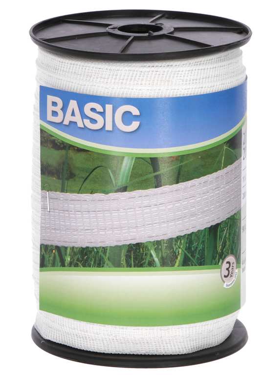 FETTUCCIA ELETTRIFICATA PER RECINTO BASIC  BIANCA mt. 200 h. cm.4 fili 8 FV48058 