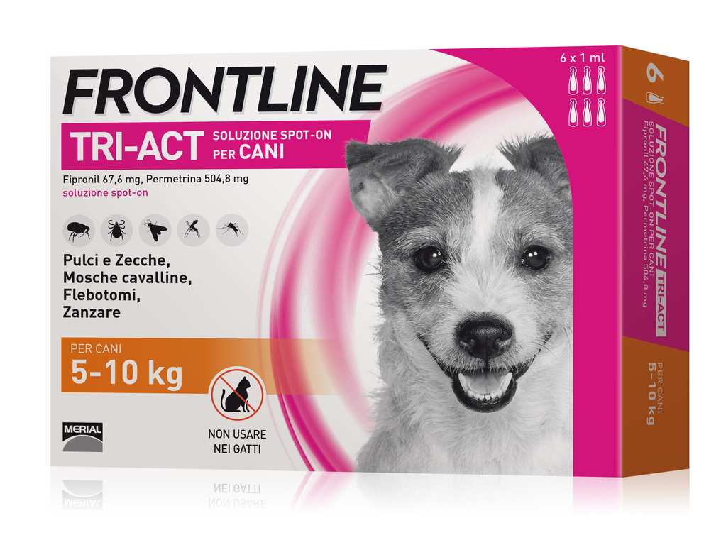 Frontline ANTIPARASSITARIO TRI-ACT  per cani 5÷10 kg. (cf. 6 pipette) FV42205 Frontline