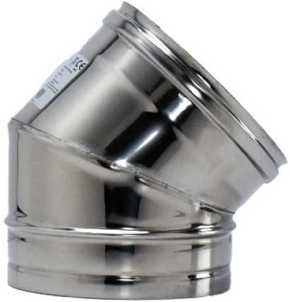 GOMITO A 45° INOX AISI 304 PER STUFA Ø cm.15 FV15022 