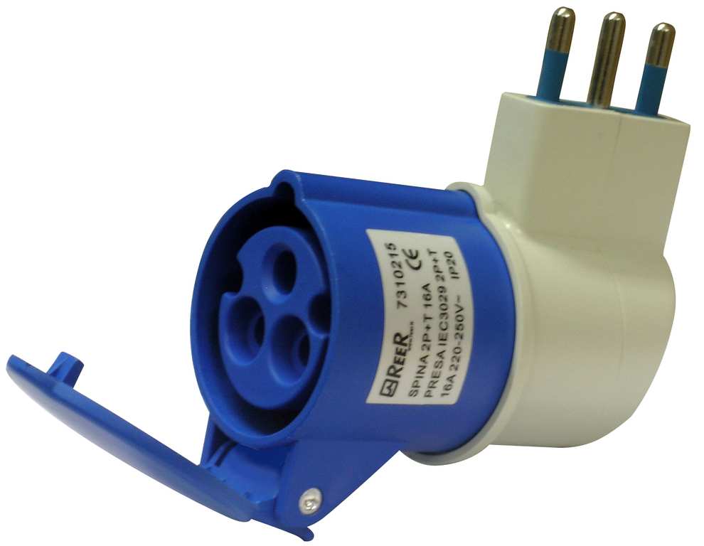 Reer ADATTATORE INDUSTRIALE CEE spina civile/presa industriale 2P+T FV27747 Reer