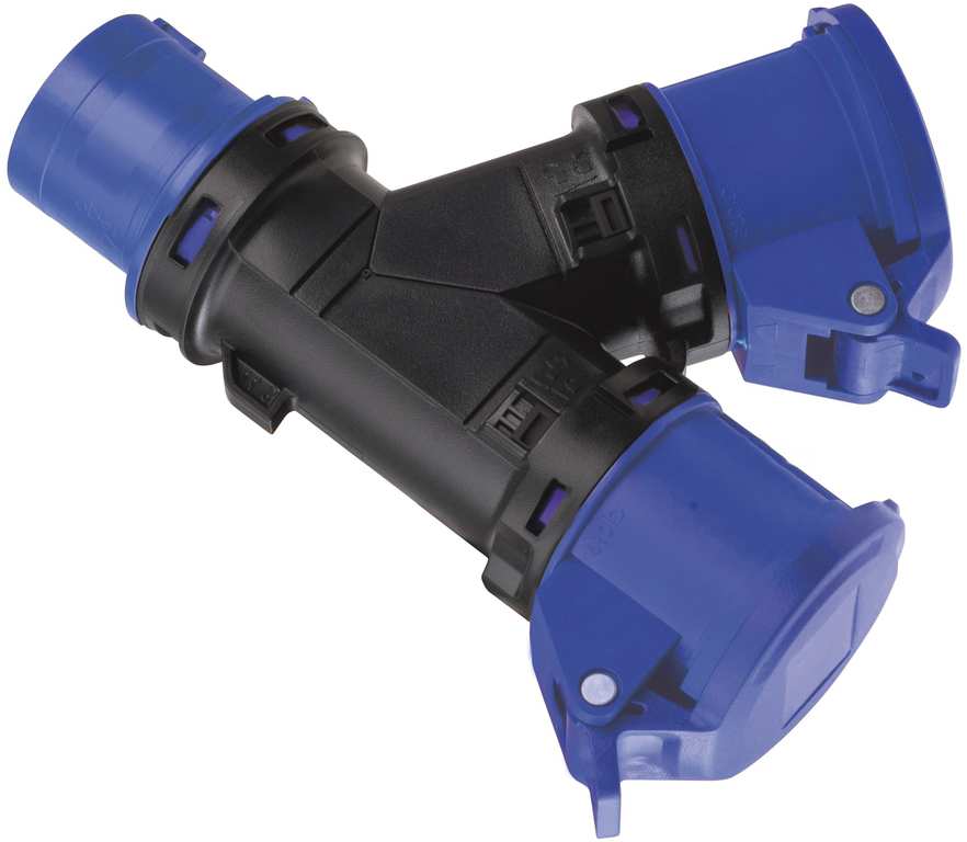 Rosi ADATTATORE INDUSTRIALE A 2 VIE 1001602 spina 2P+T 16A  2 prese 2P+T 16A 230V - IP54 FV56938 Rosi