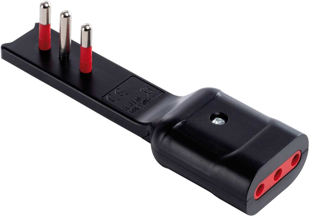 Rosi ADATTATORE ULTRA PIATTO 10Ah  2P+T - Presa 10 Ah  Col. Nero FV56987 Rosi