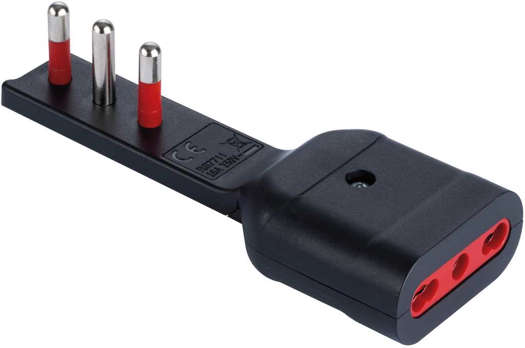 Rosi ADATTATORE ULTRA PIATTO 16Ah  2P+T - Presa 16 Ah  Col. Nero FV56989 Rosi