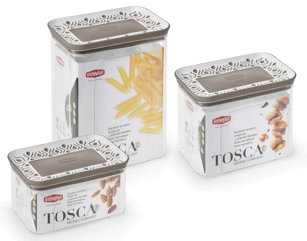 Stefanplast BARATTOLO RETTANGOLARE TOSCA LT.0,7 bianco/tortora chiaro FV47762 Stefanplast