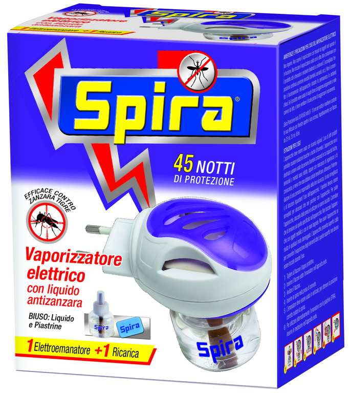 Spira ELETTROEMANATORE BIUSO LIQUIDO E PIASTRINE + RICARICA 45 NOTTI FV50432 Spira