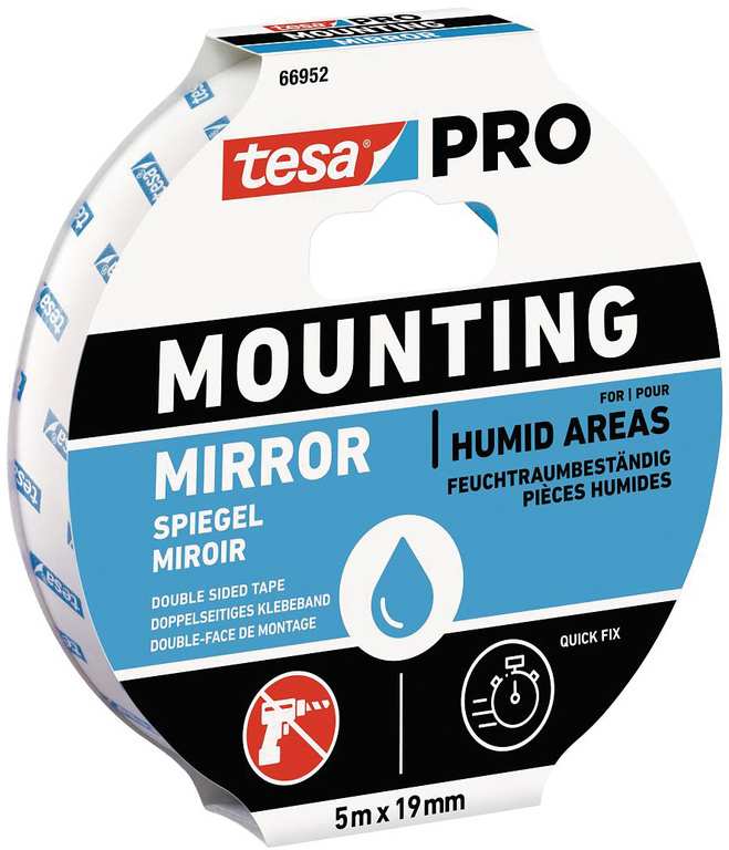 Tesa NASTRO BIADESIVO PER SPECCHI PRO MOUNTING mm. 19x1,5 mt. col. Bianco FV55717 Tesa