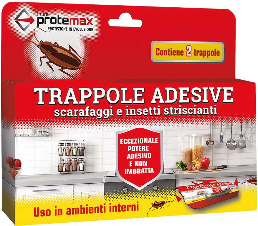TRAPPOLA ADESIVA PER SCARAFAGGI ED INSETTI STRISCIANTI PZ 2  cm. 21x17 FV56618 