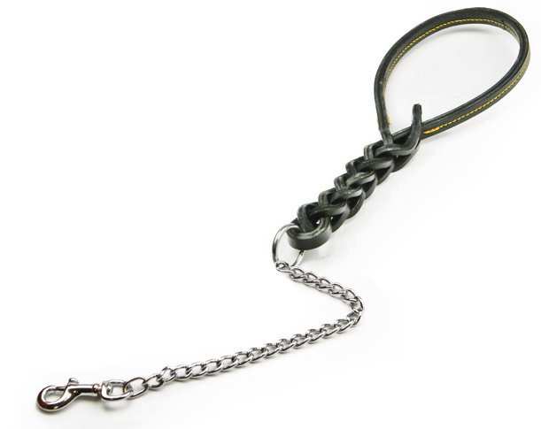 Utilia Pet GUINZAGLIO IN CUOIO TRIPLA TRECCIA CON CATENA cm. 60 col. Assortiti FV30994 Utilia Pet