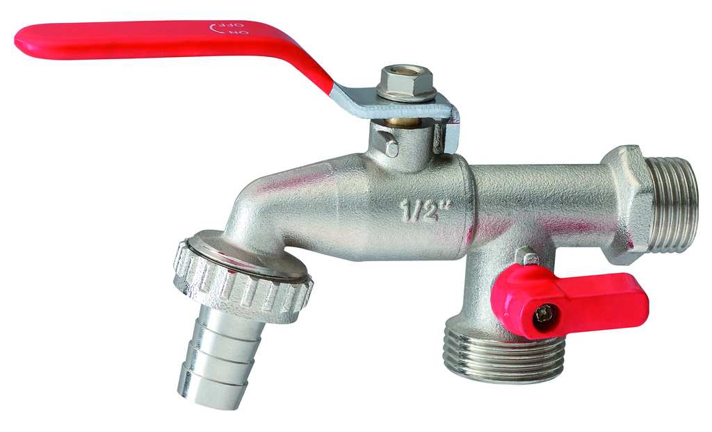 Utilia RUBINETTO P.GOMMA A SFERA IN OTTONE CON DOPPIO ATTACCO mis. 1/2 FV46329 Utilia