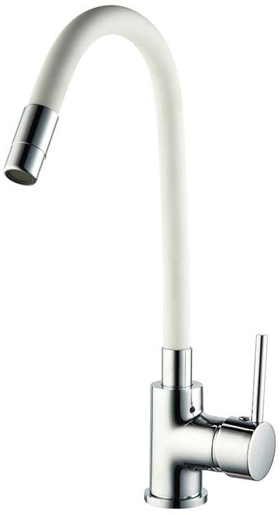 Utilia MISCELATORE LAVELLO A CANNA ALTA FLESSIBILE col. Bianco FV49822 Utilia