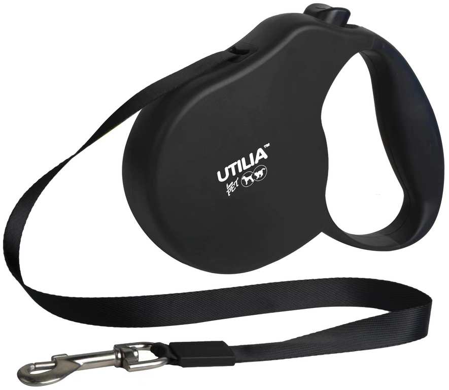 Utilia Pet GUINZAGLIO RETRATTILE A NASTRO MEDIUM mt. 5 per cani fino a kg. 18 col. Nero FV50238 Utilia Pet