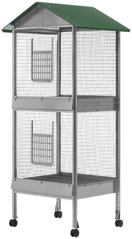 VOLIERA A CASETTA RETTANGOLARE A 2 PIANI cm. 60x50x170 h FV50463 