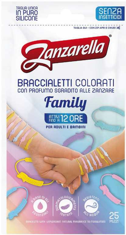 Zanzarella BRACCIALETTI ANTI-ZANZARA FAMILY 25 pz. FV56594 Zanzarella
