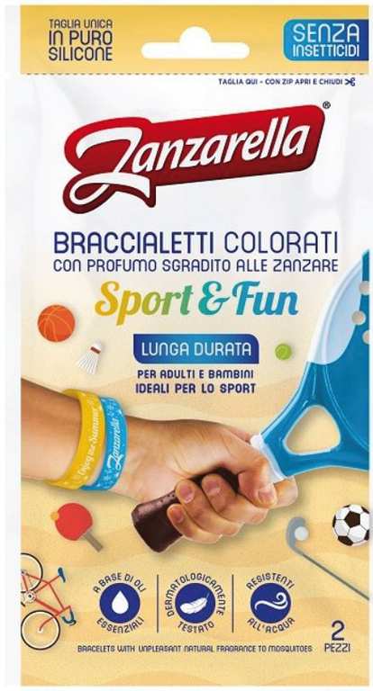 Zanzarella BRACCIALETTI ANTI-ZANZARA SPORT & FUN 2 pz. FV56599 Zanzarella