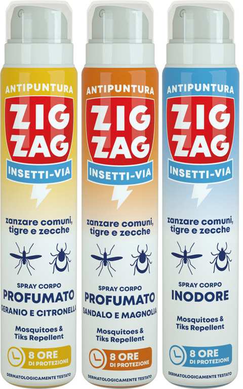 Zig Zag SPRAY ANTIPUNTURA CORPO 75 ml. Fragranze assortite - 12 pz. FV57326 Zig Zag