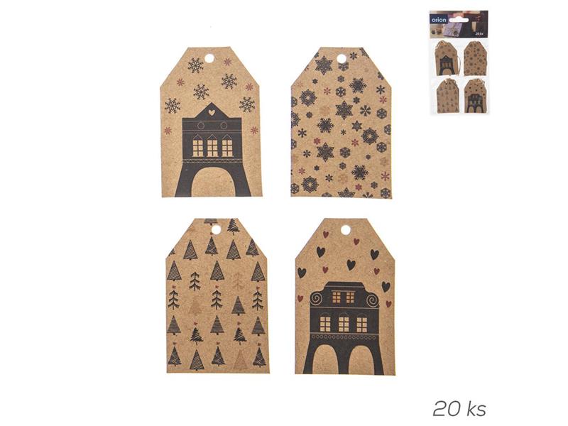 Gift tags ORION Christmas houses 20pcs Brown TI6436698 