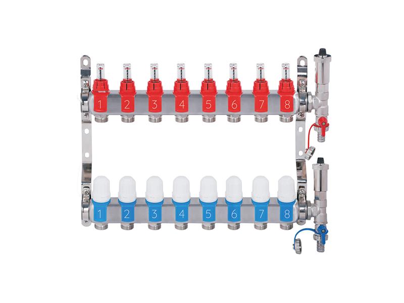 Square stainless steel distributor with automatic venting - 8 ways TI6440703 