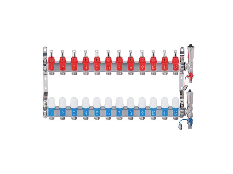 Square stainless steel manifold with automatic venting - 12 ways TI6440707 