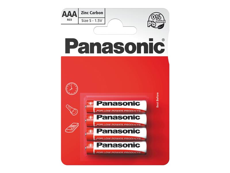 Battery AAA (R03) Zn-Cl PANASONIC Red 4pcs / blister TI4270332 Panasonic