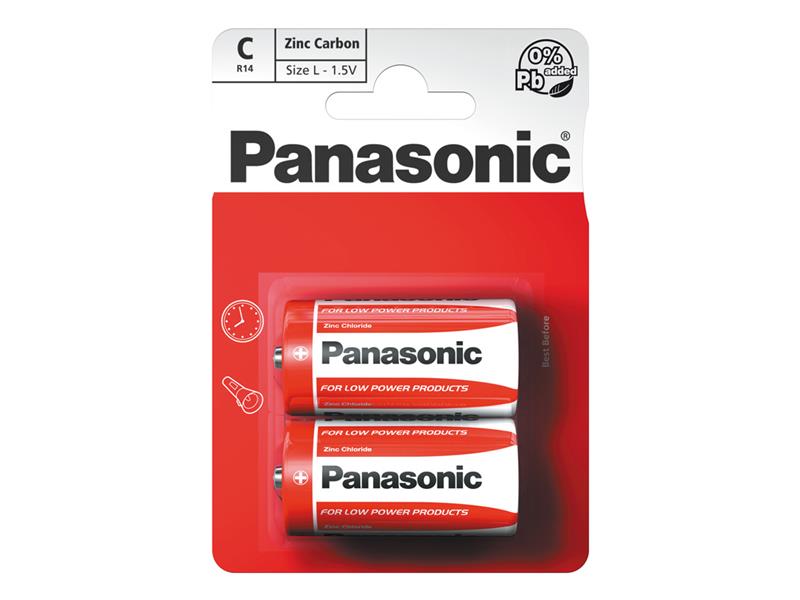 Battery C (R14) Zn-Cl PANASONIC Red 2pcs / blister TI4270334 Panasonic