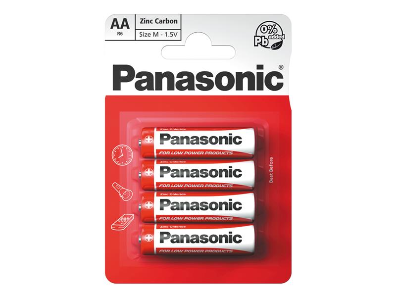Battery AA (R6) Zn-Cl PANASONIC Red 4pcs / blister TI4270338 Panasonic