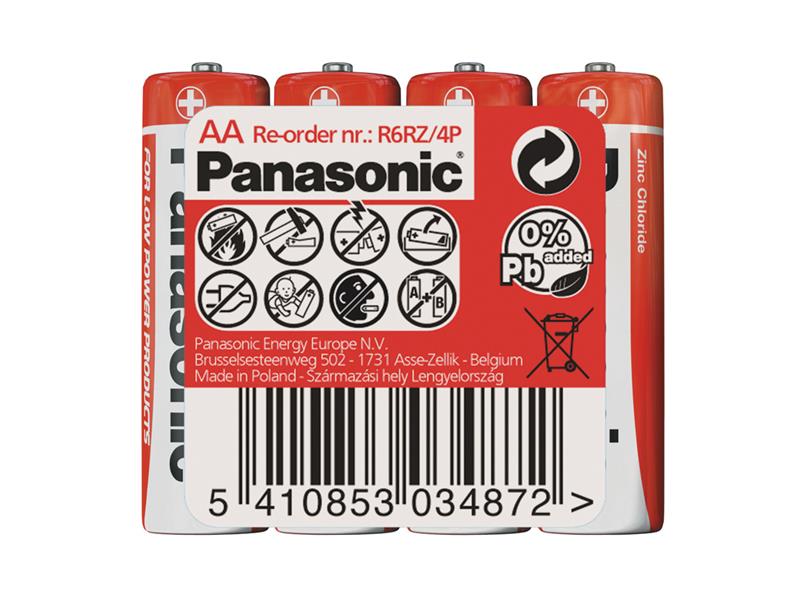 Battery AA (R6) Zn-Cl PANASONIC Red 4pcs / shrink TI4270339 Panasonic