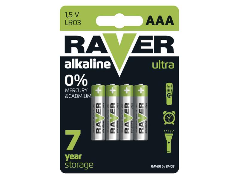 Battery AAA (R03) alkaline RAVER  4pcs TI4270426 GP