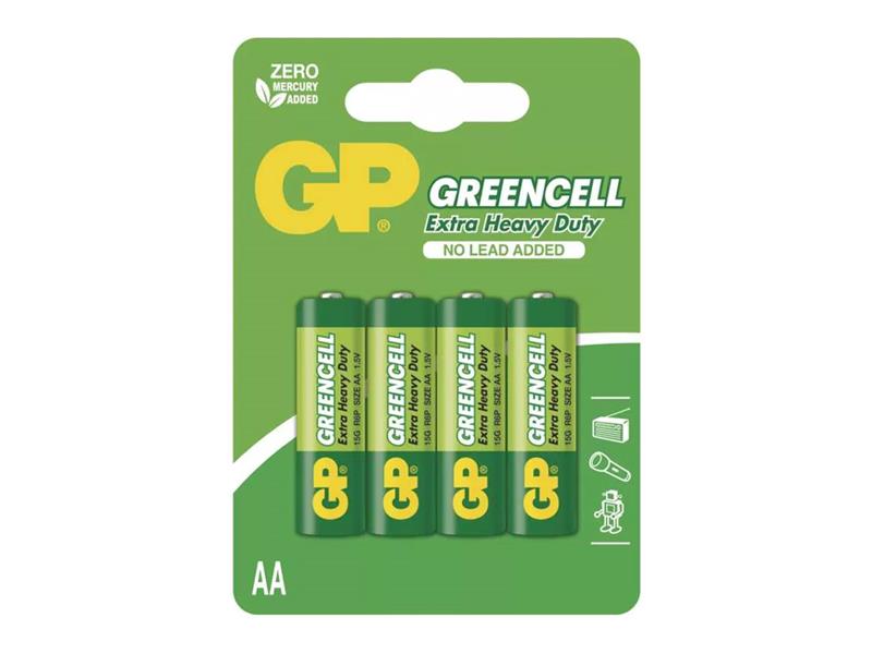 Battery AA (R6) Zn-Cl GP Greencell 4pcs / blister TI4270431 GP