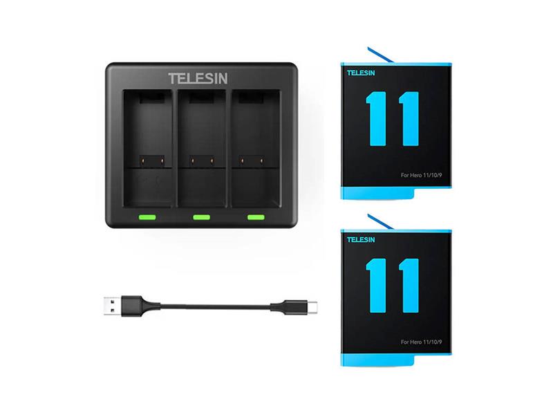 Charger set and 2 batteries for GoPro Hero 11 / Hero 10 / Hero 9 TELESIN GP-BTR-903 TI6439638 TELESIN