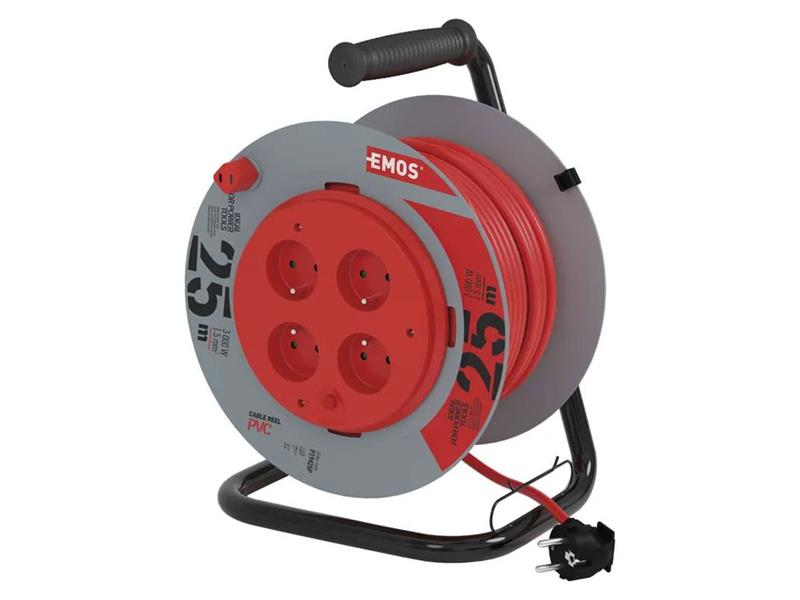 Extension cable on drum - 4 sockets 25m EMOS P19425P TI8710112 EMOS