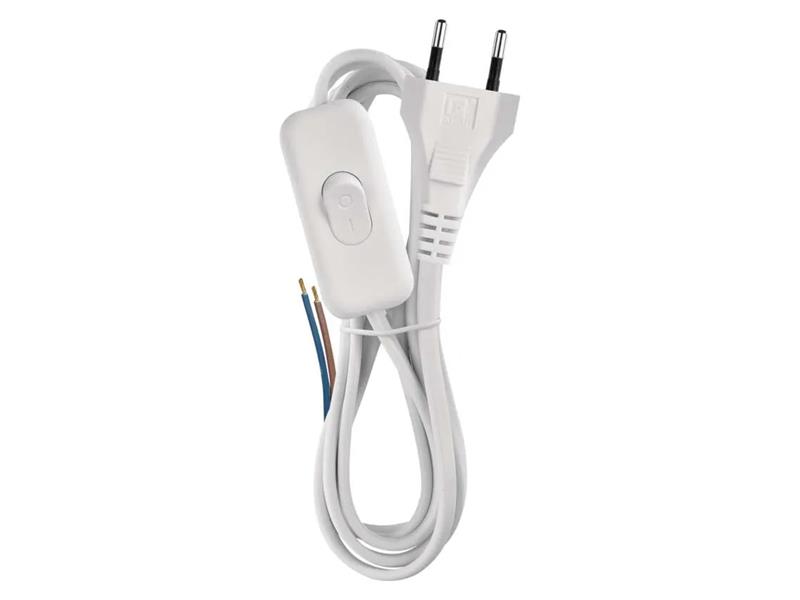 Power cord PVC 2x0,75mm 3m white EMOS S08273 with switch TI8740040 EMOS